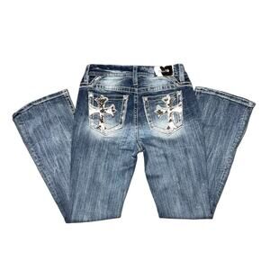 Miss Me Cross Cowprint curvy bootcut jean 27